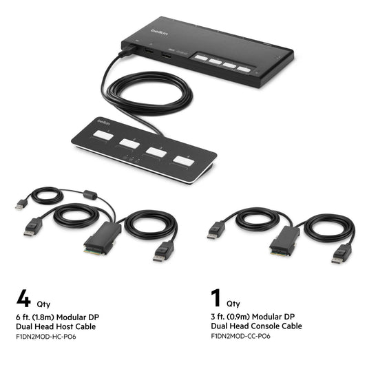 Belkin 4-Port Dual-Head Secure Modular KVM Switch PP4.0 with Remote
