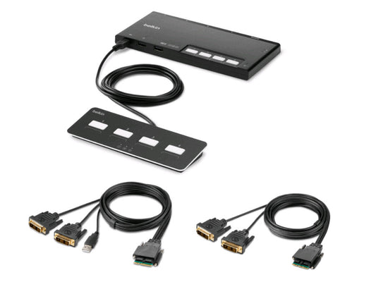 The Belkin F1DN204MOD-DD-4 is a 4-port modular secure KVM switch designed for secure environments that require stringent data handling. Supporting dual-head DVI video output and NIAP PP PSD 4.0 compliance, this switch provides high-resolution support up to 4K at 30Hz. It includes tamper-evident packaging and meets TAA compliance standards, making it ideal for government and defense applications.