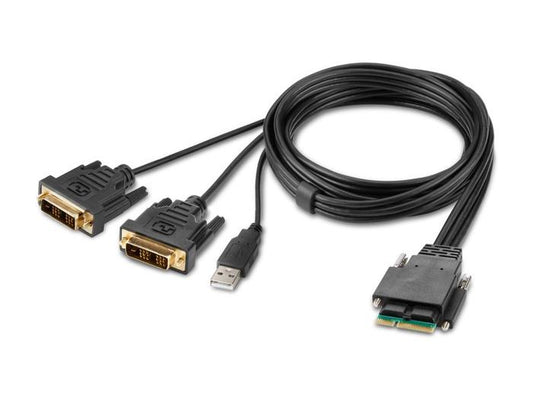 This BELKIN modular system cable features dual-head DVI to modular SKVM support, providing a dependable link for high-performance KVM switching applications. With male-to-male connectors and a 6-foot length, it ensures compatibility and flexibility in enterprise environments. Built to TAA compliance standards, the cable includes a 3-year warranty for added reliability.