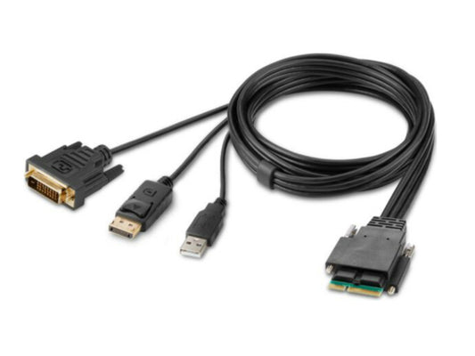 The Belkin Modular DH Host Cable combines DVI and DisplayPort connectors into a dual-head configuration, enabling seamless connectivity to modular SKVM systems. With 6 feet of length and male-to-male connectors, it supports resolutions up to 4K@30Hz and powers itself through the connected KVM device. This TAA-compliant cable is ideal for government and enterprise applications requiring secure and flexible video transmission.