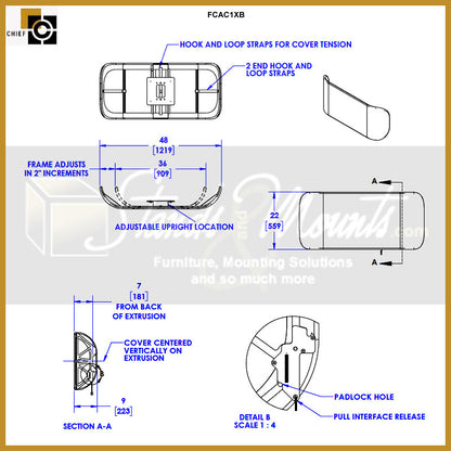 CHIEF FUSION FCAC2X1MB Couverture arrière 2x1 Medium, Noir