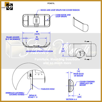 CHIEF FUSION FCAC2X1MB Couverture arrière 2x1 Medium, Noir