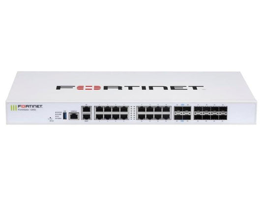 The Fortinet FortiGate-120G is a high-performance network security appliance bundled with 3 years of FortiCare Premium and FortiGuard Unified Threat Protection (UTP) services. Ideal for enterprise deployments, it provides robust throughput, high session support, and extensive port availability in a wired configuration.