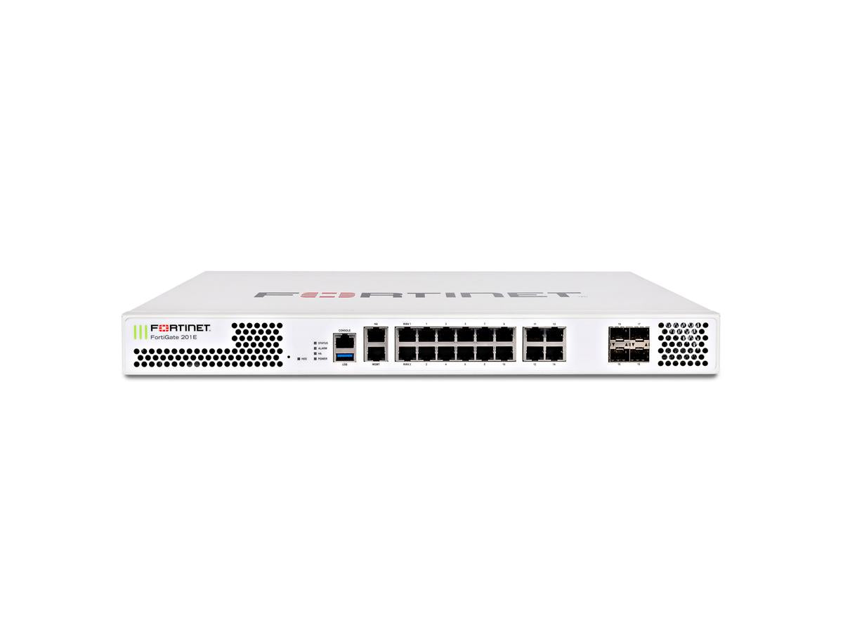 The Fortinet FG-201E combines high-performance firewall hardware with five years of FortiCare Premium and FortiGuard Enterprise Protection. Designed for mid-sized and large enterprises, this 1RU appliance delivers advanced security functions and scalable performance for modern network infrastructures.