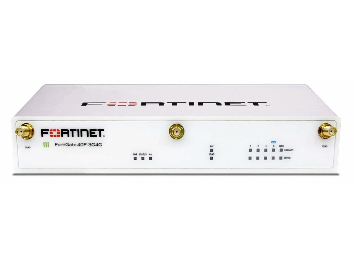 Fortinet's FortiGate-40F-3G4G combines high-performance security with 5 years of FortiCare Premium and FortiGuard Enterprise Protection. Designed for wireless and wired connectivity, it supports IPSec VPN, robust firewall throughput, and LTE/3G/4G networking. Ideal for distributed offices seeking reliable network protection and centralized management.