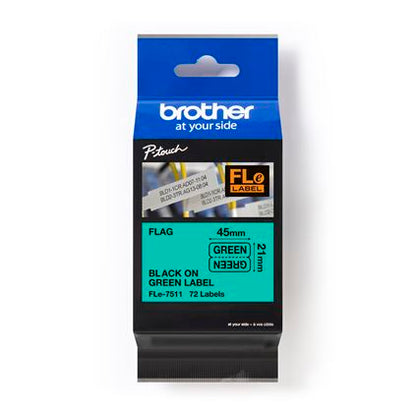 Étiquettes drapeau en polyester Brother FLE2511, 0,82 po x 1,7 po, 72 unités