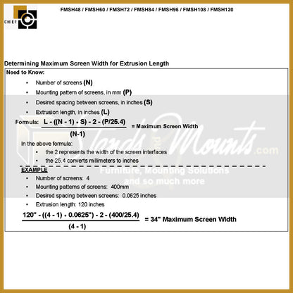 Accessoire de montage pour panneau de menu CHIEF FMSH48 48