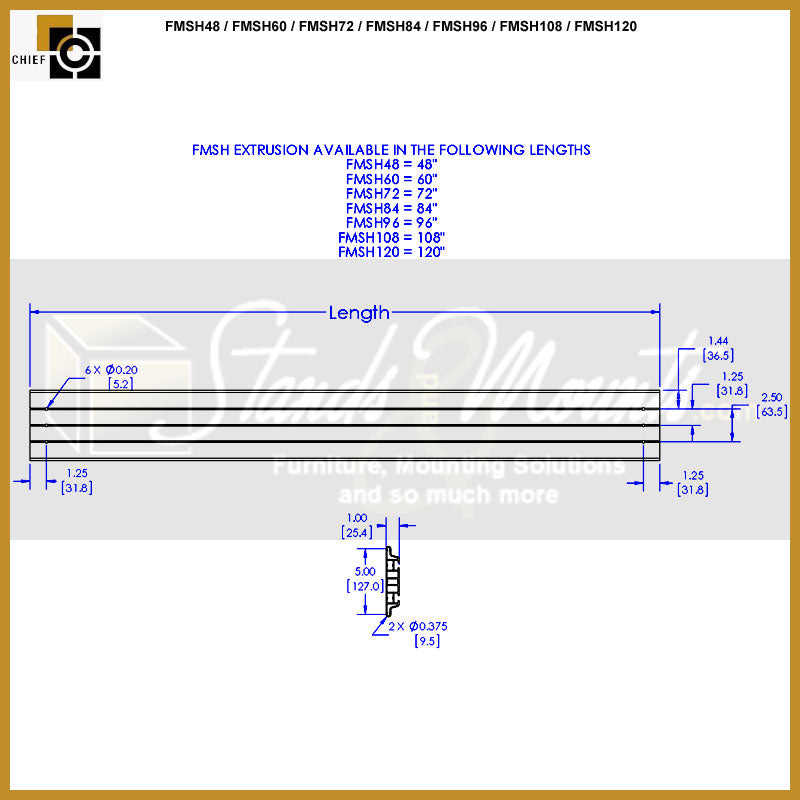 Accessoire de montage pour panneau de menu CHIEF FMSH48 48