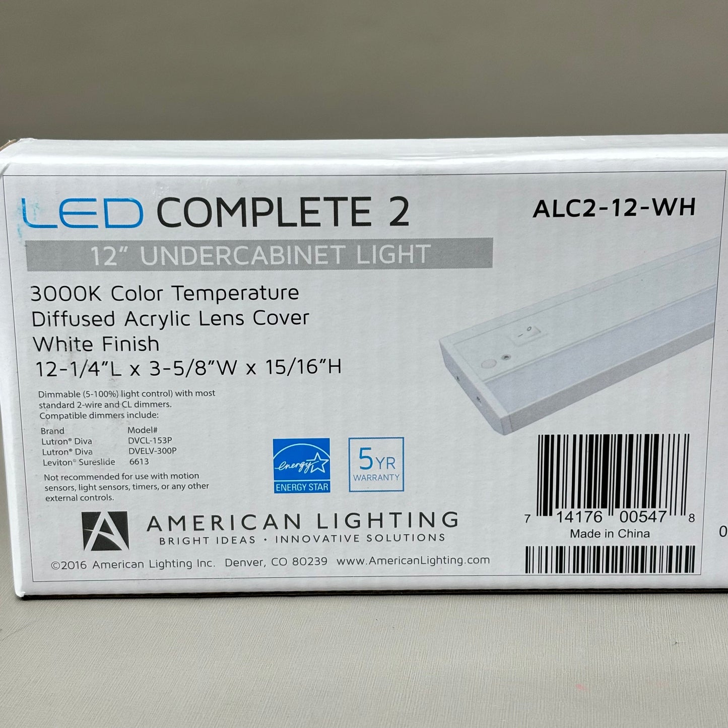 AMERICAN LIGHTING 2 LED Under Cabinet Light 12" 4W 3000K White ALC212WH
