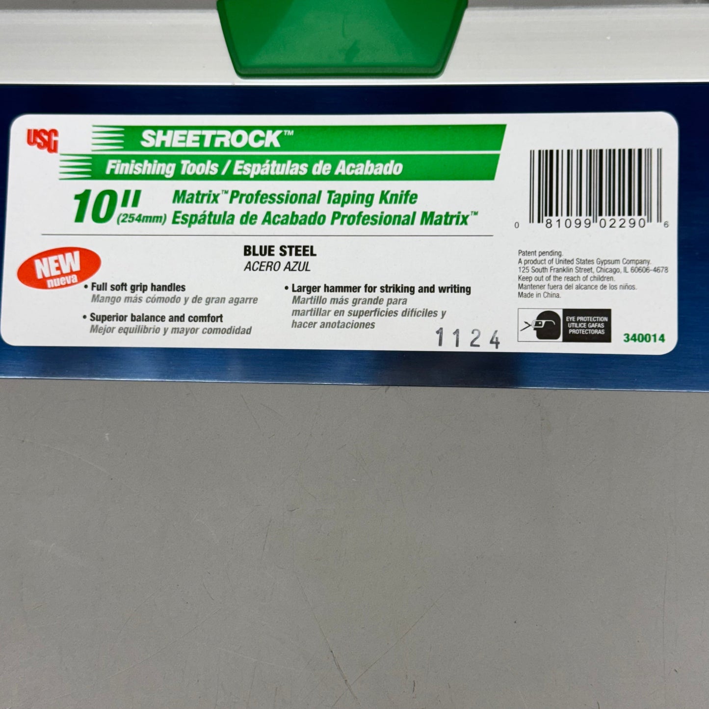 USG SHEETROCK TOOLS (2 PACK) Classic Professional Taping Knife 10" Green 340014