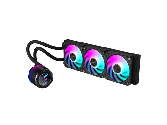 The GIGABYTE AORUS WATERFORCE X II 360 is a high-performance liquid CPU cooler engineered for quiet operation and visual customization. Featuring a 360mm radiator and three 120mm low-noise ARGB fans, it ensures efficient heat dissipation and striking aesthetics. With features like Fan EZ-Chain Mag and a full-color circular LCD, it’s designed for high-end PC builds and enthusiasts.