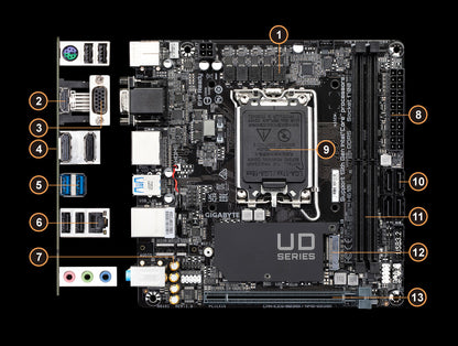 GIGABYTE H610I Mini ITX LGA1700 DDR5 Motherboard