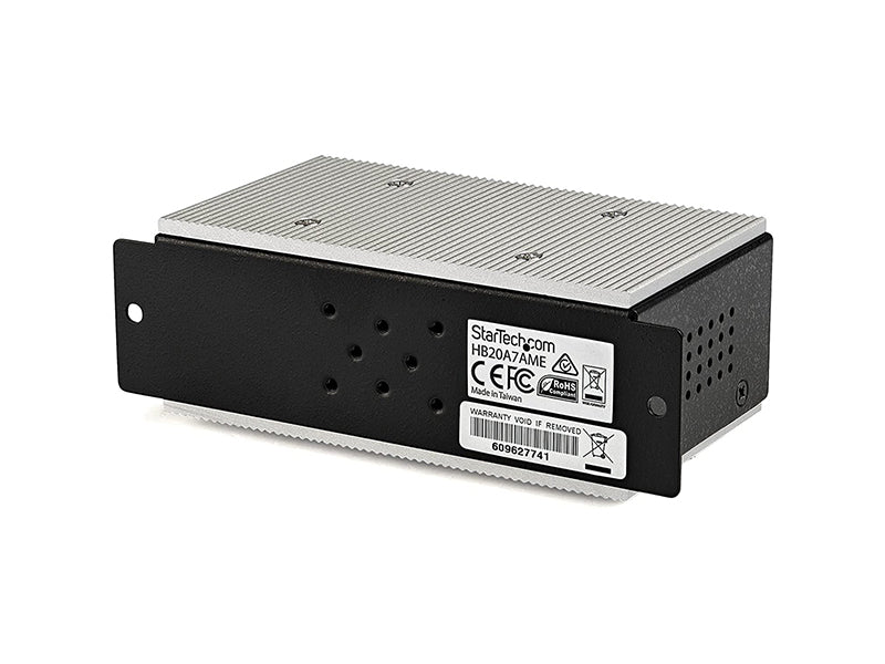 Designed for harsh industrial settings, the StarTech HB20A7AME is a rugged 7-port USB 2.0 hub that ensures stable connectivity with wired, screw-lock Type-A ports. Featuring surge protection up to 350W and an extended operating temperature range (-40°F to 185°F), it’s ideal for demanding applications requiring reliable USB expansion. With DIN and surface mount options, it integrates seamlessly into industrial control panels or IT infrastructure.