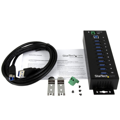 Hub USB 3.0 industriel StarTech, 10 ports, 5 Gbit/s, métal, alimenté