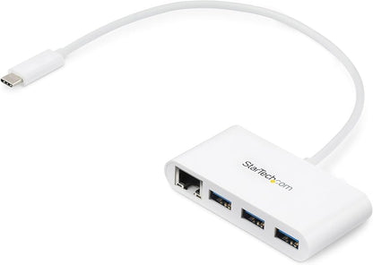 Hub StarTech USB-C vers USB-A 3 ports avec Gigabit Ethernet et adaptateur secteur