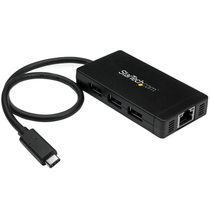 Hub StarTech USB-C vers USB-A 3 ports avec Gigabit Ethernet et adaptateur secteur