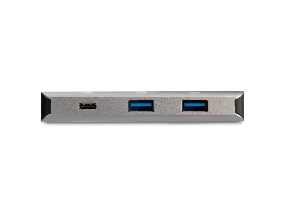 Portable and powerful, this StarTech 3-port USB-C hub adds robust versatility to your USB Type-C enabled laptop. Featuring 10Gbps data transfer, Gigabit Ethernet, and an aluminum compact design, it delivers high-speed connectivity wherever you go. The bus-powered hub supports major operating systems and Thunderbolt 3 compatibility, making it an ideal companion for mobile professionals.
