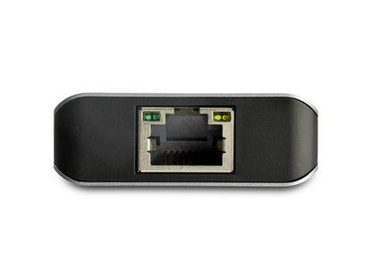 Portable and powerful, this StarTech 3-port USB-C hub adds robust versatility to your USB Type-C enabled laptop. Featuring 10Gbps data transfer, Gigabit Ethernet, and an aluminum compact design, it delivers high-speed connectivity wherever you go. The bus-powered hub supports major operating systems and Thunderbolt 3 compatibility, making it an ideal companion for mobile professionals.