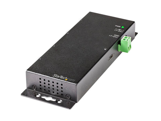 Industrial-grade USB-C hub from StarTech, engineered with two USB-C and two USB-A ports supporting USB 3.1 Gen 2 10Gbps speeds. The mountable metal chassis, self-powered operation with 30W output, and ESD/surge protection make it ideal for factory, automation, or rugged industrial deployments.