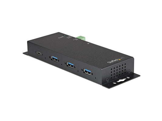 Engineered for demanding environments, the StarTech HB31C3A1CME is a rugged industrial USB-C hub offering 4 ports — 3 USB-A and 1 USB-C — with SuperSpeed 10Gbps data transfer. Encased in a metal housing, it features 15kV/8kV ESD, 350W surge protection, and includes both USB-C and USB-A host cables for wide compatibility. Ideal for commercial, manufacturing, and lab settings, it delivers up to 30W power and supports flexible mounting options.