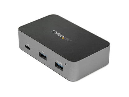 This USB-C hub by StarTech adds one USB-C and three USB-A ports—including a fast-charge BC 1.2 port—to your USB-C laptop or tablet. Supporting 10Gbps data transfer speeds via USB 3.1 Gen 2, it comes with a universal power adapter and 1m host cable for flexible installation. Ideal for desktop use with plug-and-play functionality and a robust 24W power output.
