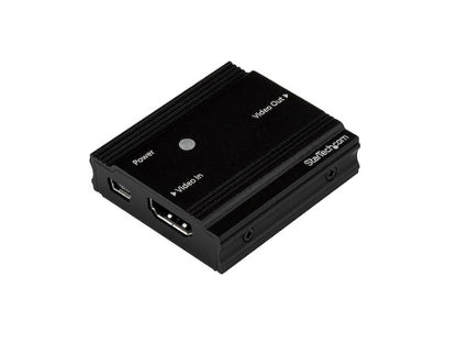 Use this STARTECH HDMI signal booster to amplify your 4K HDMI signal and extend it by up to 30 feet using standard HDMI cables. Compatible with source devices like MacBook and Lenovo X1 Carbon, it supports HDMI 2.0, delivering uncompromised 4K 60Hz video quality. It's also backward compatible with 1080p resolutions at greater distances, making it a versatile solution for home or office A/V setups.