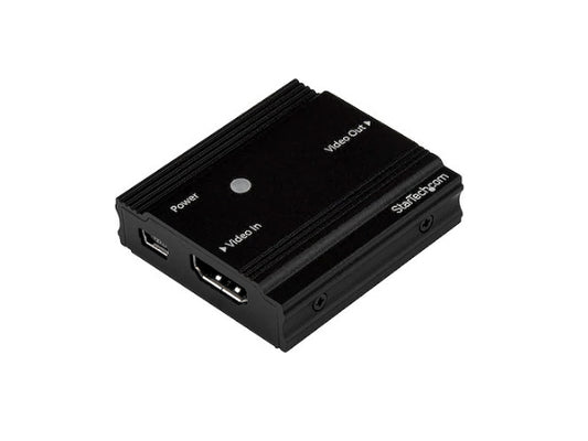 Use this STARTECH HDMI signal booster to amplify your 4K HDMI signal and extend it by up to 30 feet using standard HDMI cables. Compatible with source devices like MacBook and Lenovo X1 Carbon, it supports HDMI 2.0, delivering uncompromised 4K 60Hz video quality. It's also backward compatible with 1080p resolutions at greater distances, making it a versatile solution for home or office A/V setups.