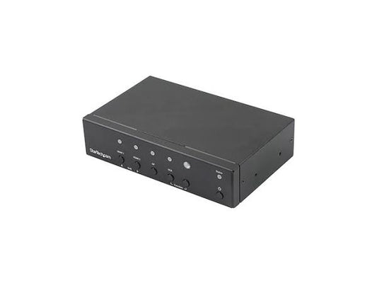 Easily switch between DisplayPort, VGA, or two HDMI source devices to output via a single HDMI display with the StarTech Multi-Input to HDMI Adapter Switch. Designed for seamless integration, this wired switch supports 4K resolution and offers versatile input compatibility, ideal for dynamic workspaces or AV setups. With automatic and priority switching, it ensures a smooth experience across multiple device types.