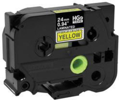 Brother HGE6515PK 24mm Black on Yellow Label Tape, 5 Pack
