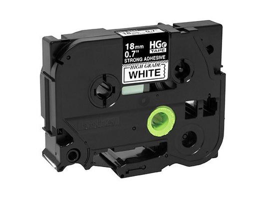 Brother's HGES2415PK is a 5-pack of label tape cartridges featuring black ink on white tape with extra-strength adhesive. Each roll measures 18mm x 8m (0.7 inches x 26.2 feet), providing durable and long-lasting labels suitable for tough environments. Ideal for industrial labeling or high-adhesion applications.