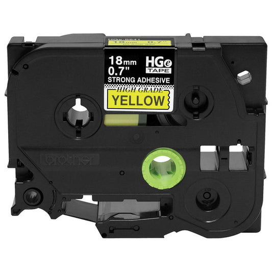 Ruban d'étiquettes extra-résistant Brother HGES6415PK 18 mm noir sur jaune, paquet de 5
