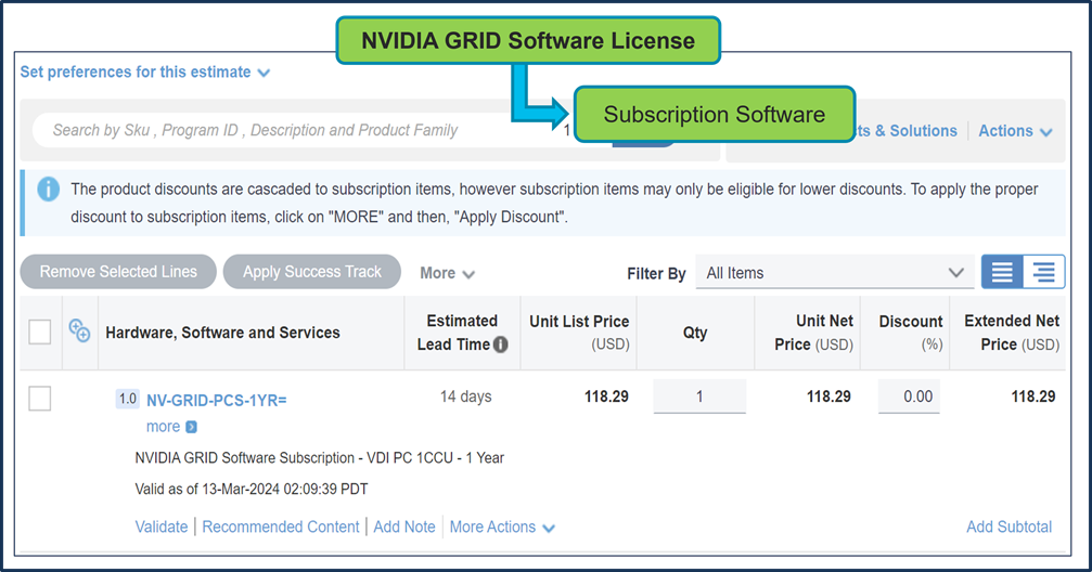 Abonnement au logiciel NVIDIA GRID pour applications VDI 1CCU 4 ans par Cisco