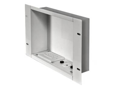 The PEERLESS IBA2AC-W In-Wall Accessories Box offers a clean and organized cable management solution for AV and power components. Designed to mount between 16-inch wood stud centers, it facilitates both vertical and horizontal placement for flexibility. Its epoxy construction, integrated power duplex, and included cable grommets ensure a tidy, professional finish.