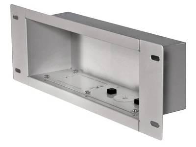 This recessed cable management and power storage accessory box from Peerless is ideal for clean, professional in-wall installations. Constructed from heavy gauge cold rolled steel with a durable epoxy finish, it includes cable ties and a grommet for a tidy, finished look. Designed for flexibility, it can be mounted horizontally or vertically depending on your needs.