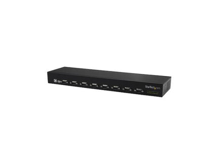 Convert one USB port into eight RS232 serial ports with the STARTECH ICUSB23208FD, a high-performance USB-to-serial adapter hub housed in a rugged industrial rack-mountable chassis. Featuring FTDI chipset, COM port retention, and daisy chaining for scalable deployment, it delivers reliable connectivity for demanding professional environments.