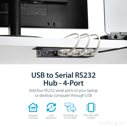 StarTech 4-Port USB to DB9 RS232 Serial Adapter Hub - ICUSB2324I
