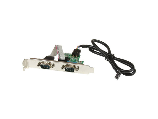 Add legacy serial connectivity to internal systems with the StarTech 24in USB Header to Serial Adapter. Designed to connect directly to a motherboard USB header, this adapter converts one internal USB port into two RS232 DB9 serial ports, enabling easy integration of legacy devices in industrial or embedded environments. The compact design and 24-inch cable offer flexible installation options within confined build spaces.