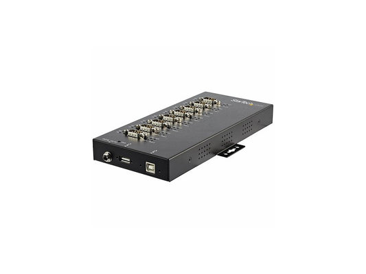 The STARTECH ICUSB234858I is a robust 8-port industrial-grade USB to serial adapter designed for versatile connectivity across RS232, RS422, and RS485 signals. Featuring individual port configuration and high-speed data transfer up to 921.6Kbps, this unit is ideal for demanding applications. Its rugged IP30-rated metal housing makes it suitable for harsh industrial environments.