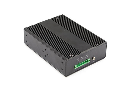 This industrial-grade StarTech 6-port Gigabit PoE+ switch provides high performance and durability in rugged settings. Supporting up to 30W per PoE port across 4 ports and operating in extreme temperatures from -40°C to 75°C, it's tailored for harsh environments. The switch features a robust steel IP-30 housing, shock and vibration ratings, and two open SFP slots for scalability.