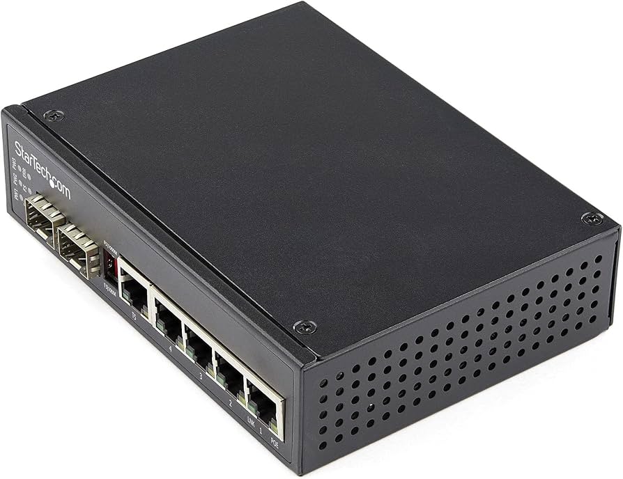 Commutateur Gigabit industriel StarTech IES1G52UPDIN 6 ports avec PoE+ et SFP