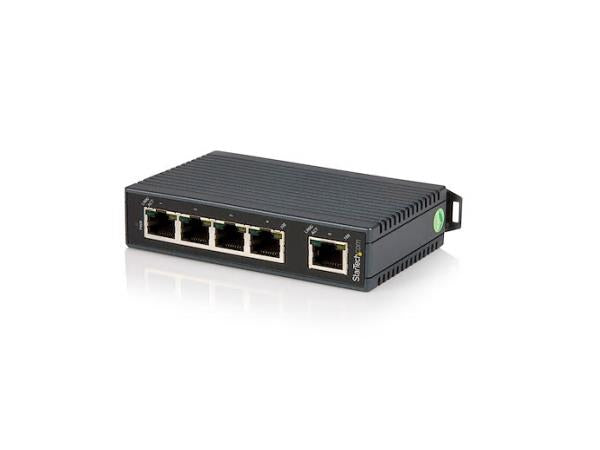 Expand your network connectivity with this rugged unmanaged network switch. The StarTech 5-Port Industrial 10/100 Ethernet Switch offers reliable performance and efficient power usage in harsh environments. Designed for DIN rail mounting and housed in an IP30-rated enclosure, it supports wide-range DC input (12–48V) and operates in extreme temperatures.