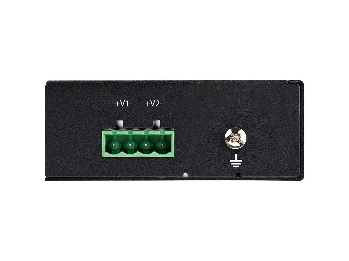 This industrial-grade 5-port Gigabit PoE+ switch by StarTech delivers up to 30W PSE power per port, supporting IEEE 802.3af/at standards for high-performance Power over Ethernet. Designed for extreme environments, it offers an IP-30 rating, robust aluminum housing, and redundant power inputs for uninterrupted operation in mission-critical deployments. The switch supports temperatures from -40°C to 75°C, making it ideal for industrial, factory floor, and outdoor cabinet use.