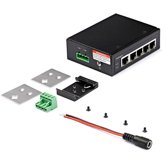Commutateur industriel StarTech Gigabit PoE+ 5 ports, 30 W, montage DIN