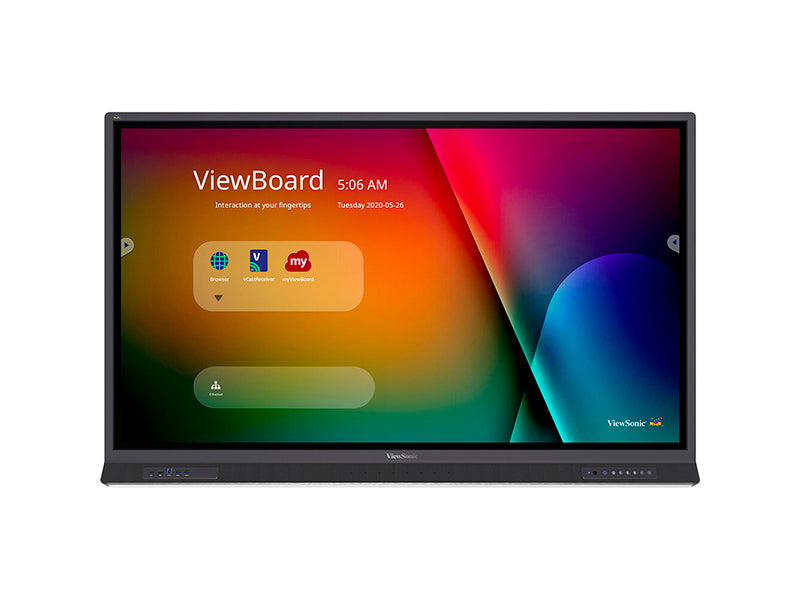 65in ViewBoard 4K Ultra HD Interactive Flat Panel Display with integrated microphone and USB-C, 3840 x 2160 resolution. TAA