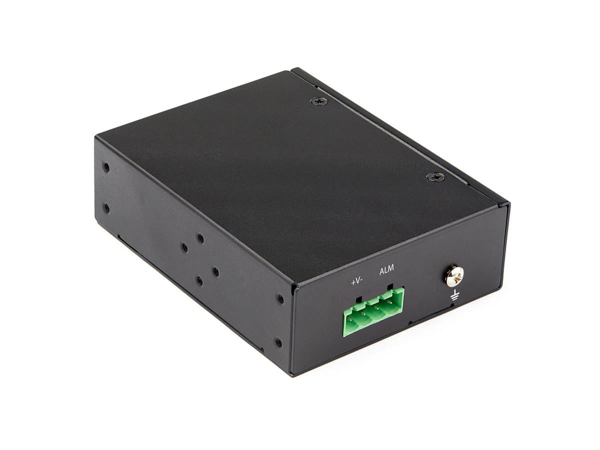 Fiber to Ethernet media converter extends networks and supplies up to 60W power with IEEE 802.3af/at compliance. Designed for industrial applications, it provides 1 Gbps speed, SFP flexibility, and rugged IP-30 aluminum housing for durability in harsh environments.