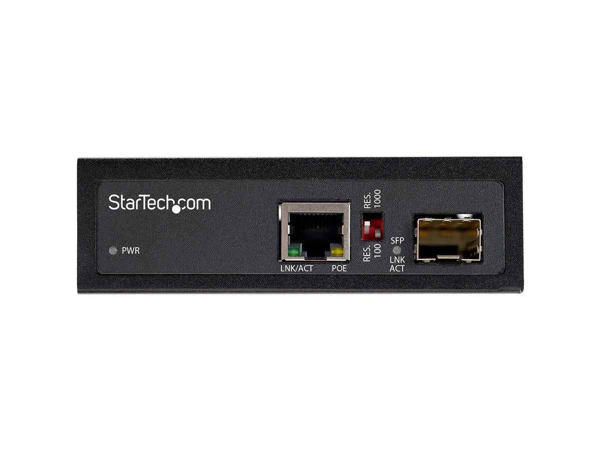 Fiber to Ethernet media converter extends networks and supplies up to 60W power with IEEE 802.3af/at compliance. Designed for industrial applications, it provides 1 Gbps speed, SFP flexibility, and rugged IP-30 aluminum housing for durability in harsh environments.