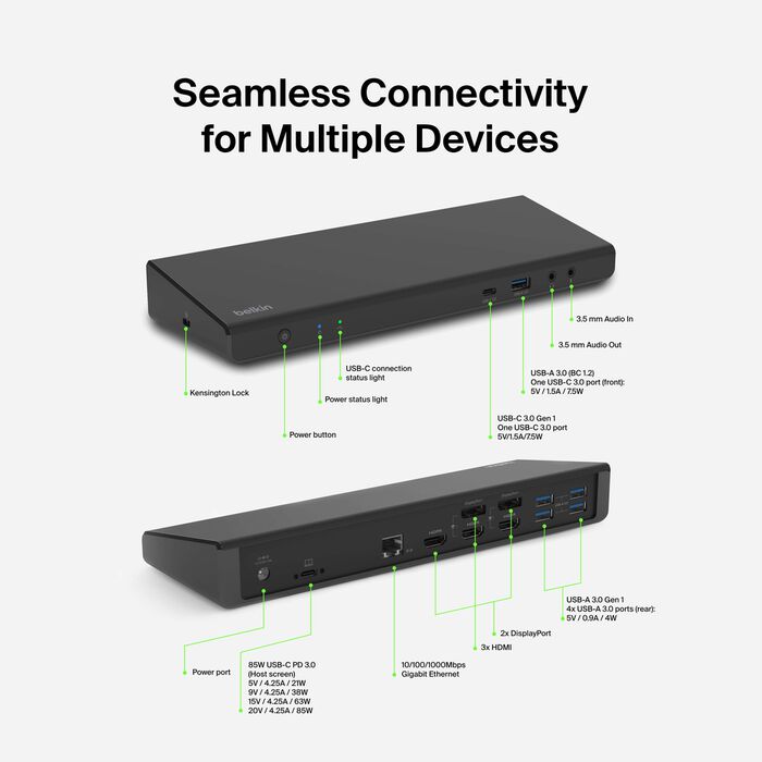 Belkin Universal USB-C Triple Display Dock INC007TTBK
