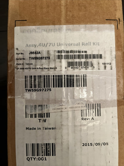 Kit de montage en rack universel à 4 montants HP X450 4U/7U, J9852A