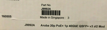 HP 20p PoE+ / 1p 40GbE QSFP+ v3 zl2 Module J9992A