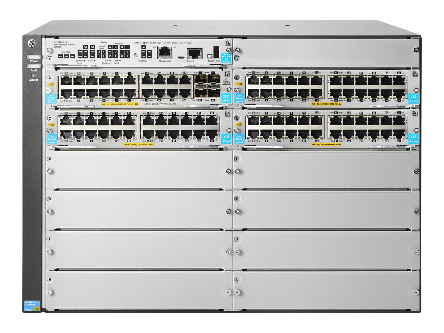 HP 5412R 92GT PoE+ / 4SFP+ v3 zl2 Switch JL001A
